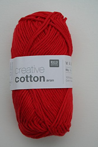 50 g Creative Cotton Aran Häkelgarn Baumwolle 85 m Lauflänge/Knäuel (Fb. 05 rot) von Rico Design