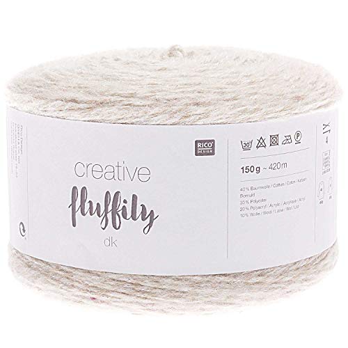 Rico Creative Bobbel mit Glitzer, Fluffily dk Farbe 001 Creme, 150g Wolle mit Glitzerfaden, ca. 420m Glitzergarn zum Stricken oder Häkeln Rico Creative Bobbel mit Glitzer, Fluffily dk Farbe 001 Creme, 150g Wolle mit Glitzerfaden, ca. 420m Glitzergarn zum Stricken oder Häkeln von Rico Design