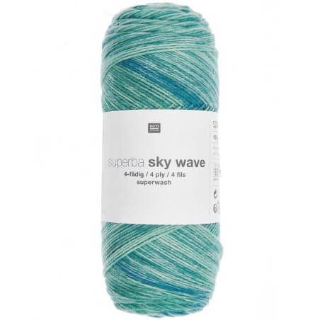 Sockenwolle Superba Sky wave, Türkis, 100g, 420 m von Rico Design