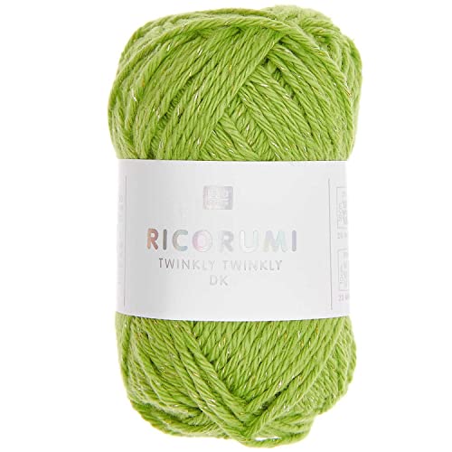 25g Ricorumi -Twinkly Twinkly - Farbe: 14 - grün/ rainbow - feine Baumwolle zum Häkeln von Amigurumi-Figuren mit Glitzer-Effekt von Rico Design