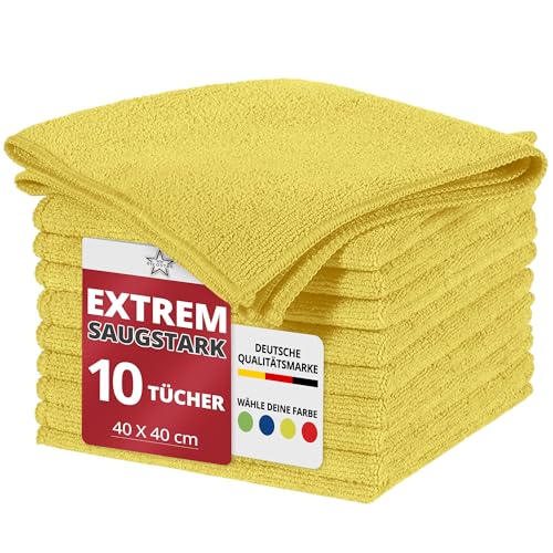 Ricostar Mikrofasertücher Gelb 40 x 40 cm, 10 Stück – Microfaser Putztücher ideal für Fenster, Küche, Bad & Auto – Mikrofasertuch saugstark & fusselfrei – Weiche Trockentücher zum Putzen & Polieren Ricostar Mikrofasertücher Gelb 40 x 40 cm, 10 Stück – Microfaser Putztücher ideal für Fenster, Küche, Bad & Auto – Mikrofasertuch saugstark & fusselfrei – Weiche Trockentücher zum Putzen & Polieren von Ricostar