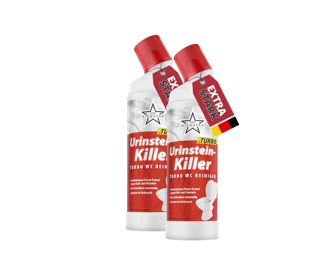 Ricostar Ricostar Urinsteinentferner 750ml – Extra stark gegen Kalk & Urinstein Urinsteinlöser (2-St. 1x 750ml Extra starker Urinsteinlöser – Entfernt hartnäckigen Urinstein & Kalk) von Ricostar