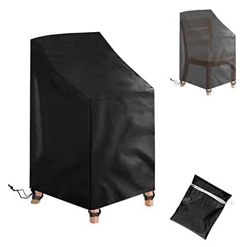 Ricyea Gartenstuhl Abdeckung, Gartenstühle Schutzhülle, Wasserdicht, Winterfest, UV-Beständig, Gartenmöbel Abdeckhaube mit 4 Schnappverschlussgurte für Stapelstühle, 72x92x70/120 cm von Ricyea