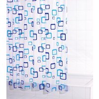 Duschvorhang Folie Retro ca. 180x200 cm, semitransparent-blau, 100% PEVA von Ridder