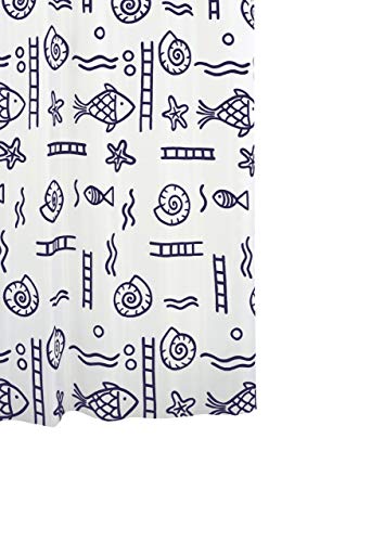 RIDDER Duschvorhang Textil ca. 240x180 cm Neptun, blau, inkl. Ringe | Waschbar | Fische | ÖkoTex von RIDDER