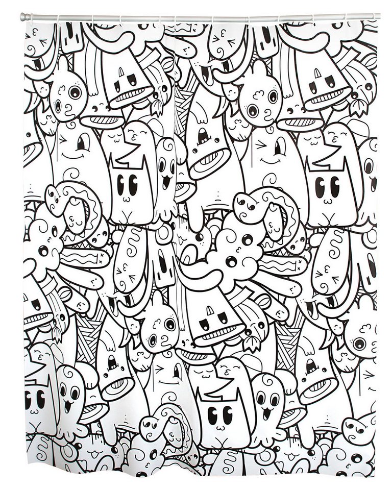 Ridder Duschvorhang Doodle schwarz Breite 180 cm Ridder Duschvorhang Doodle schwarz Breite 180 cm von Ridder