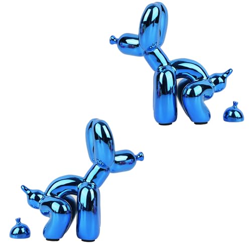 Rideco Pooping Ballon Hund Skulptur Kleine Tierstatue Home Decor Moderne Dekorative Kunstskulptur Moderne Desktop-Ornament für Büro Schlafzimmer Wohnzimmer Dekor (Glänzendes Blau, Klein) von Rideco