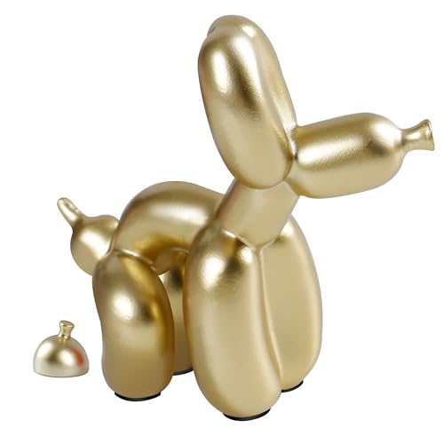 Rideco Pooping Ballon Hund Skulptur Kleine Tierstatue Home Decor Moderne Dekorative Kunstskulptur Moderne Desktop-Ornament für Büro Schlafzimmer Wohnzimmer Dekor (Gold, Klein) von Rideco