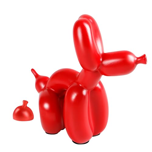 Rideco Pooping Ballon Hund Skulptur Kleine Tierstatue Home Decor Moderne Dekorative Kunstskulptur Moderne Desktop-Ornament für Büro Schlafzimmer Wohnzimmer Dekor (Rot, Klein), PBD-01 von Rideco