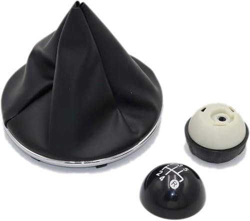 Auto-Schaltknauf Für Fiat 500 500C Sitck Kopf Leder für Glanz Schwarz Kappe Ersatz Boot Abdeckung(5 Speed Set) von Riderai