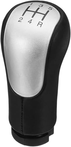 Riderai Auto-Schaltknauf Für Ford für Fiesta für Fusion 2002-2008 MT Kofferraumabdeckungsgamasche(Sliver 5 Speed) von Riderai