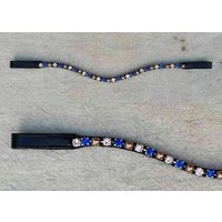 Atemberaubende Runex Multi Crystal Stone Strapazierfähiges Leder Bridle Brow Band Alle Größen von Ridex
