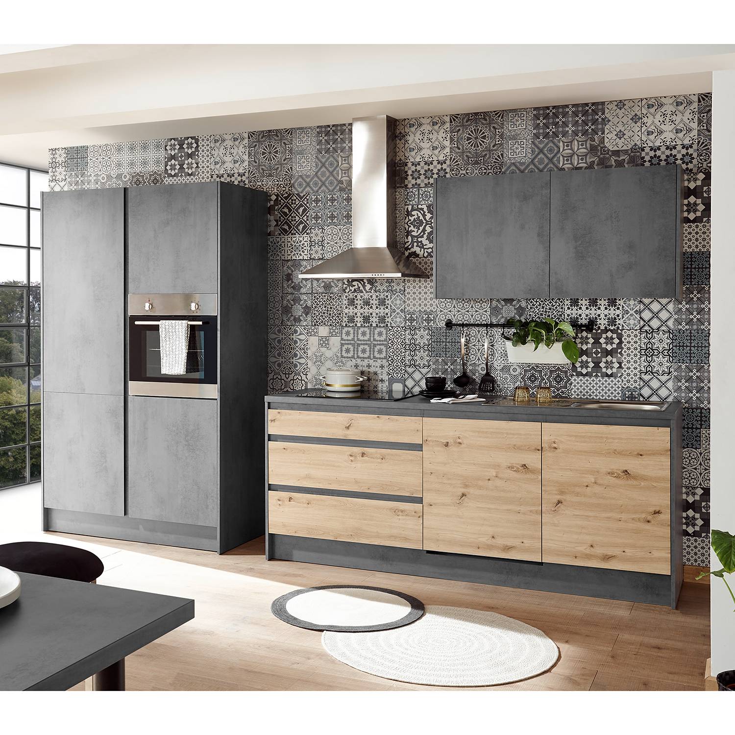 home24 Küchenzeile Sedlec Kombi A 335 x 210 x 60cm Grau/Beton Dekor mit Elektrogeräten home24 Küchenzeile Sedlec Kombi A 335 x 210 x 60cm Grau/Beton Dekor mit Elektrogeräten von home24
