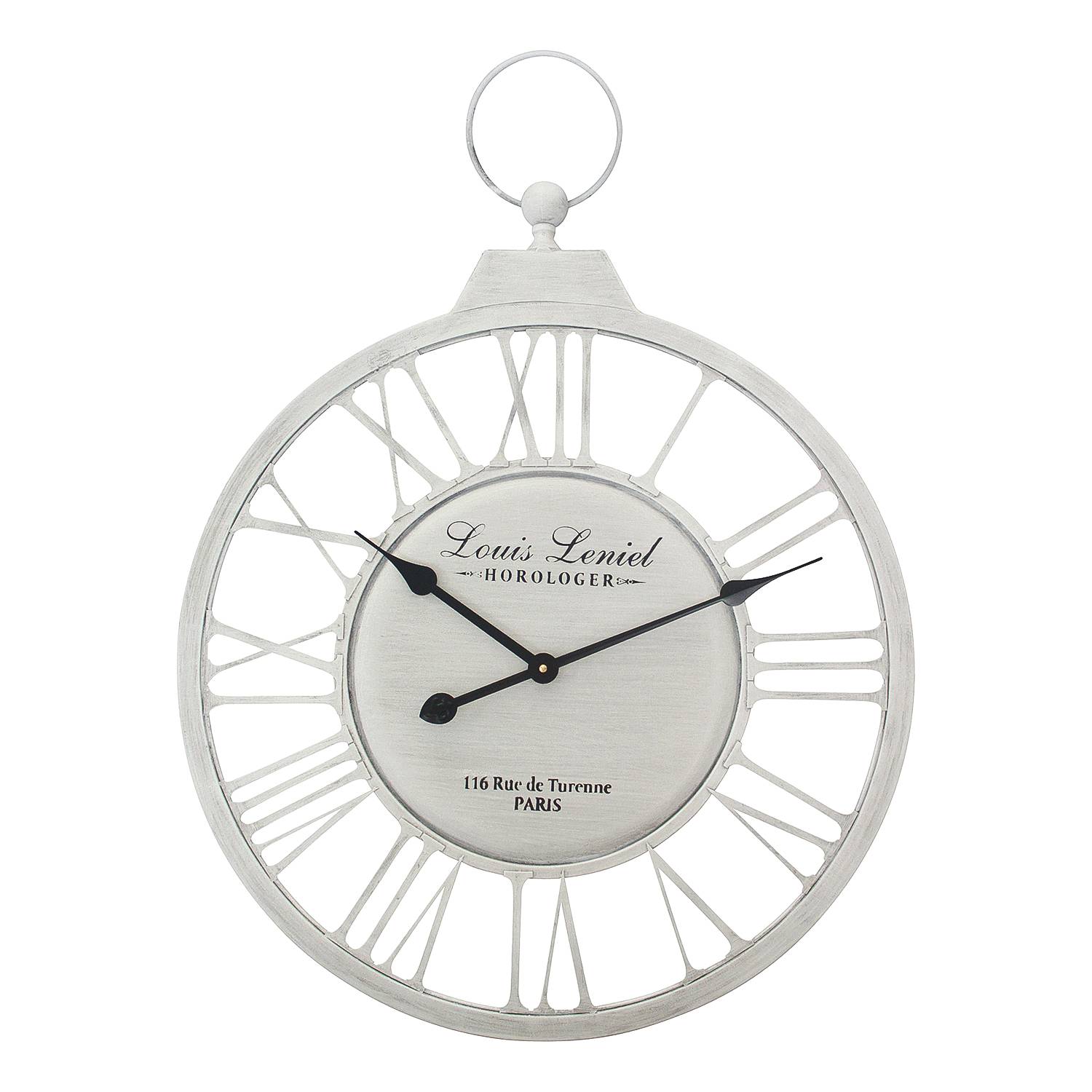 Maison Belfort Wanduhr Creon Shabby Chic Stahl 58x79x5 cm (BxHxT) Weiß von Ridgevalley