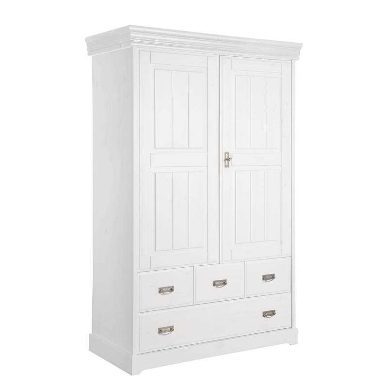 home24 Massiver Wäscheschrank 120 x 190 x 55cm Weiß/Kiefer Weiß von home24