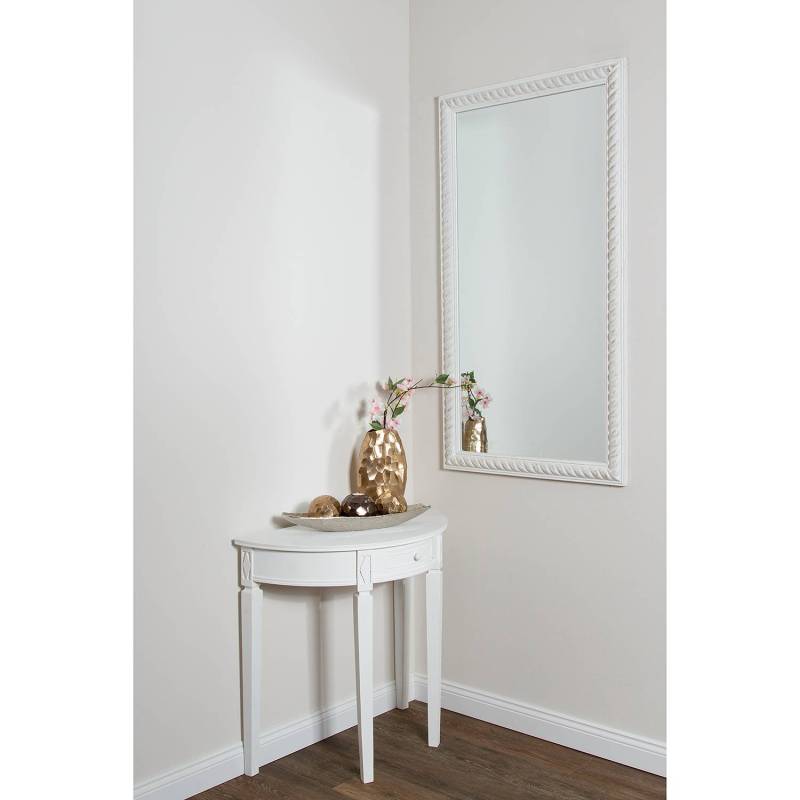 home24 Spiegel Atenas I 132cm Weiß/Vintage Weiß Massivholz Paulownia, lackiert 132cm von home24