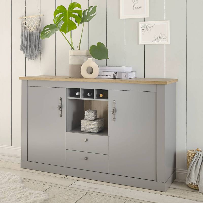 home24 Sideboard 168 cm 168 x 104 x 44cm Grau von home24