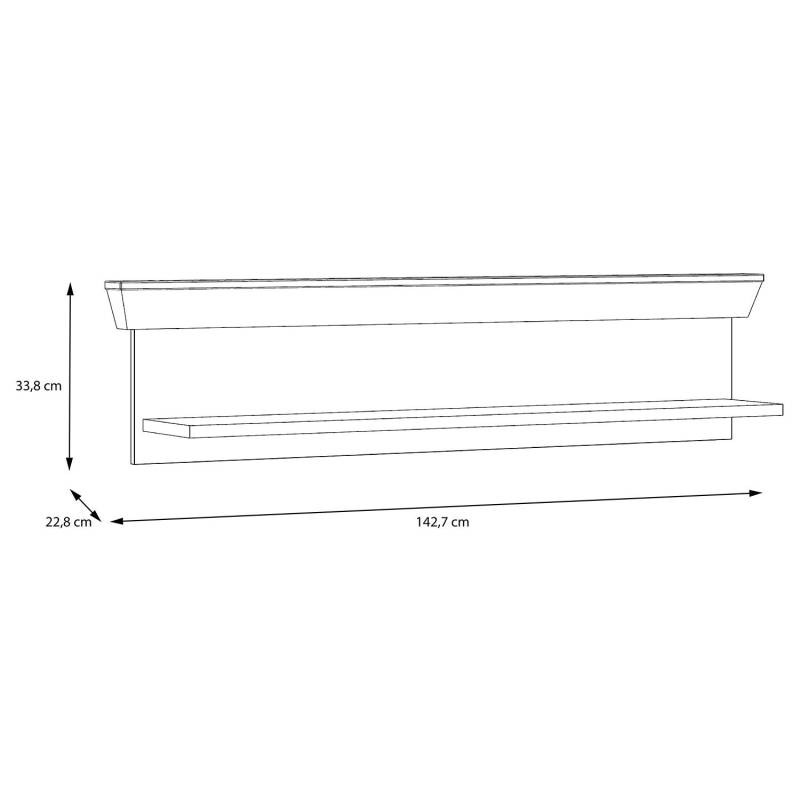 home24 Wandboard Spanplatte, foliert Braun/Eiche Dekor 143 x 34 x 23cm von home24