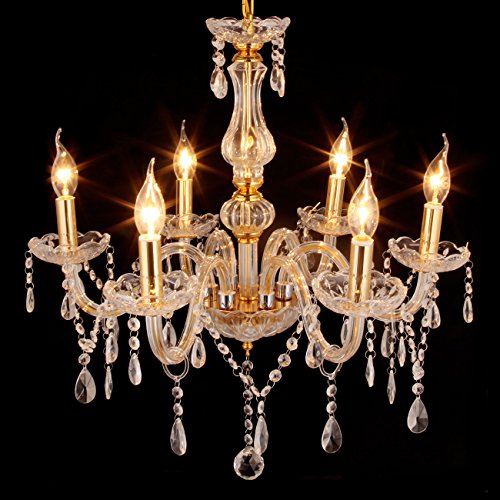 Ridgeyard Klassische 6-flammige Quasten-Kronleuchter Glas K9 Kristall Deckenleuchte Lampe Leuchte von Ridgeyard