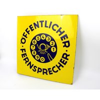Öffentlicher Fernsprecher, Emailschild, Um 1940 | Public Telephone, Enamel Sign, Circa 1940, Germany Öffentlicher Fernsprecher, Emailschild, Um 1940 | Public Telephone, Enamel Sign, Circa 1940, Germany von RiedAntik