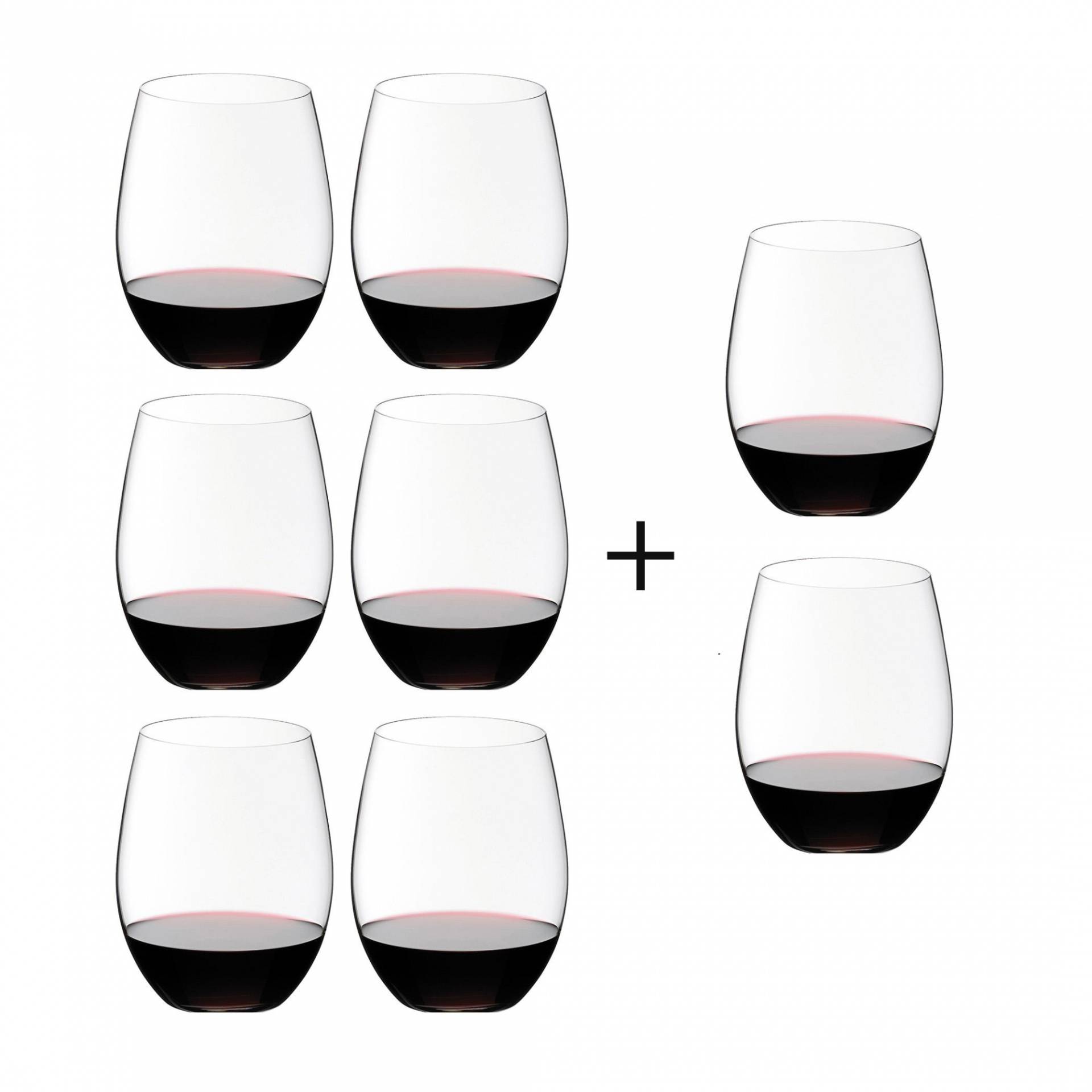 Riedel - O Wine Rotweinglas Geschenk Set 6+2 - transparent/H 12,1cm, 600ccm/2 Weingläser Gratis von Riedel