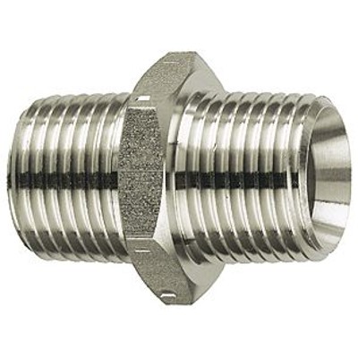 Doppelgewindenippel, R 1/2" A, R 1" A, SW 36, Edelstahl 1.4571 von Riegler