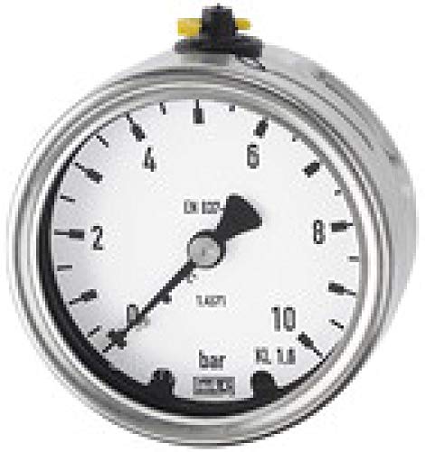 RIEGLER 131496-4091 Manometer, CrNi-Stahl, G 1/2 hinten exzentr, -1/0,0 bar, Ø 100, 1Stk von Riegler