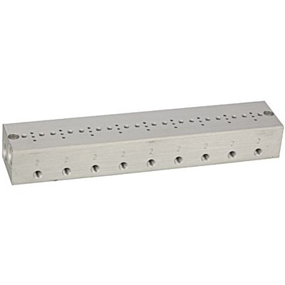 Reihengrundplatte 9-fach, M5 für Mini-Magnetventile 15mm von Riegler