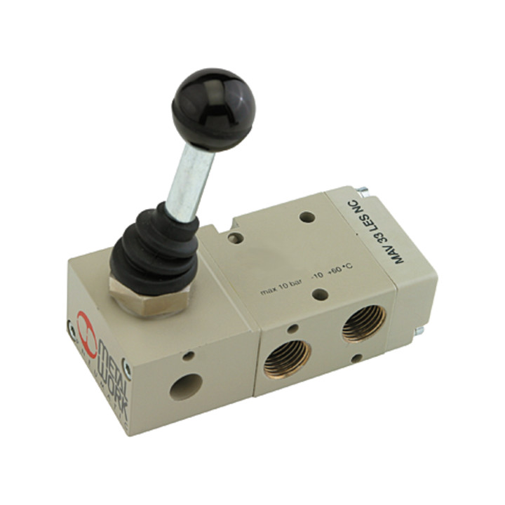 Riegler 3/2 Wegeventil Ventil Steuerung G1/8 Monostabil Aluminium Hebel 90 Grad B-Ware von Riegler
