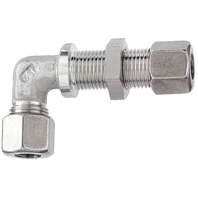 Winkel-Schottverschraubung, Rohr-Außen-Ø 15mm, Edelstahl 1.4571 von Riegler