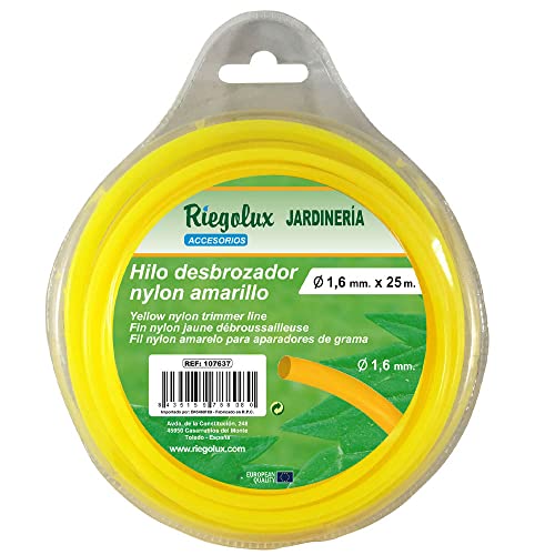 Riegolux 107637 Rasentrimmer, Nylon, rund, Gelb, 1,6 mm x 25 m von RIEGOLUX