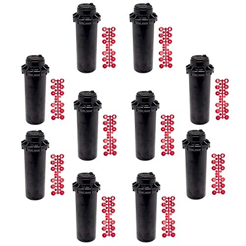 Riegoprofesional Rasensprenger, 10er Pack, Reichweite 6,40 bis 15,80 m, Gewinde 3/4 Zoll, Schwarz, Pop-Up, Kunststoff, Gummi von EPROSMIN