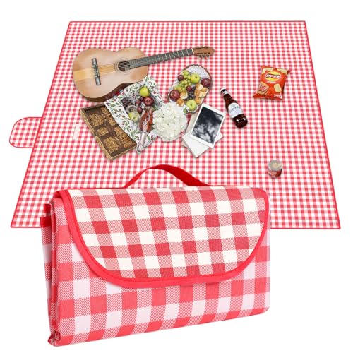 Picknickdecke Isoliert Picknickdecke Wasserdicht Picnic Blanket Stranddecke mit Wasserdichter Unterseite Tragbare Strandmatte für 4-6 Personen Faltbare Waschbar Outdoor Campingdecke Rot Picknickdecke Isoliert Picknickdecke Wasserdicht Picnic Blanket Stranddecke mit Wasserdichter Unterseite Tragbare Strandmatte für 4-6 Personen Faltbare Waschbar Outdoor Campingdecke Rot von Rienan