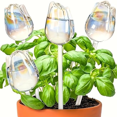 Rieoany 4 Stück Tulpen Bewässerungskugeln Selbstbewässerung, Automatische Pflanzen Bewässerung im Urlaub, 190ml Bewässerungssystem Balkon & Garten, Pflanzenbewässerung Outdoor von Rieoany