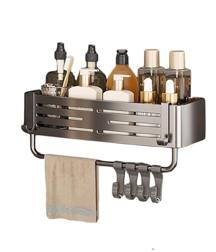 Rieoany Duschhalterung ohne Bohren, Duschregal Ohne Bohren mit Haken, Shampoo Halterung für Dusche, Wandmontierter Badezimmer Organizer, Duschablage aus Aluminium für Badaccessoires Rieoany Duschhalterung ohne Bohren, Duschregal Ohne Bohren mit Haken, Shampoo Halterung für Dusche, Wandmontierter Badezimmer Organizer, Duschablage aus Aluminium für Badaccessoires von Rieoany