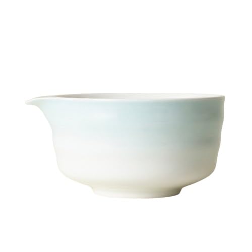 Rieoany Matcha Schale 500 Ml Matcha Schale Mit AusgießEr Keramik Sicherheitsverpackung Bowl Zum Servieren Von SoßEn, Suppen Oder Tee, Blauer Farbverlauf von Rieoany