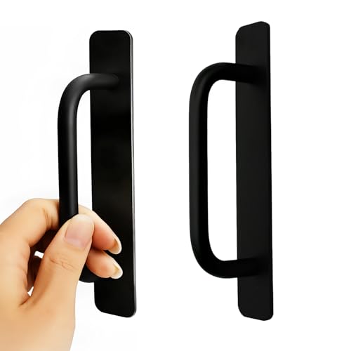 Rieoany Pack of 2 Self-Adhesive Black Türgriffe, Türgriff für Balkon, Badezimmer- und Schranktüren, Kein Bohren erforderlich, 14.7 cm Rieoany Pack of 2 Self-Adhesive Black Türgriffe, Türgriff für Balkon, Badezimmer- und Schranktüren, Kein Bohren erforderlich, 14.7 cm von Rieoany