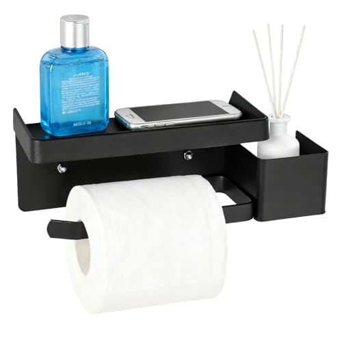 Toilettenpapierhalter Ohne Bohren, Selbstklebend Klopapierhalter Schwarz, Wc Papier Halterung Mit Aromatherapie-Aufbewahrungsregal, Toilettenpapierhalter Mit Ablage, Geeignet FüR Toiletten Und KüChen Toilettenpapierhalter Ohne Bohren, Selbstklebend Klopapierhalter Schwarz, Wc Papier Halterung Mit Aromatherapie-Aufbewahrungsregal, Toilettenpapierhalter Mit Ablage, Geeignet FüR Toiletten Und KüChen von Rieoany