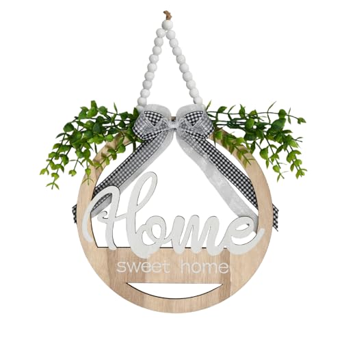 TüRkranz Holz KüNstliches GrüN HaustüR Deko 24 cm Durchmesser TüRkranz AußEn FüR HaustüRen, Wohnzimmer, Flure, Kamine Und Feiertagsfeiern von Rieoany