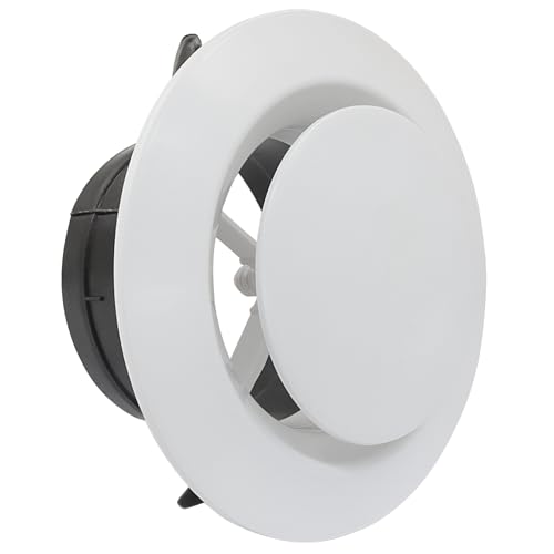 Rierdge 10,2 cm verstellbare Lüftungsschlitze, weißes ABS-Außenabluftventil mit integriertem Fliegengitter-Netz für Zuhause, Büro und Badezimmer Belüftung von Rierdge