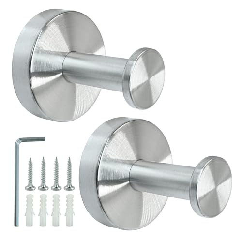 Rierdge 2 Stück Edelstahl Handtuchhaken Kleiderhaken Wand Handtuchhalter Heavy Duty Türhänger Handtuchhaken für Badezimmer & Küche (Silber) von Rierdge
