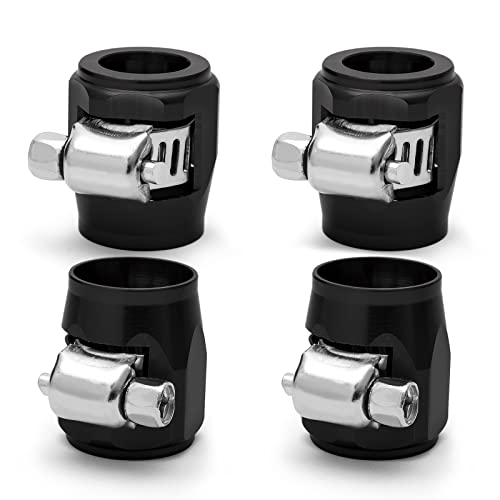 Rierdge AN4 Flexible Schlauchschelle aus Gummi mit Schraubband für Gas/Öl/Kraftstoff/Diesel/Luft und Wasserschlauch, Schwarz, 4 Stück von Rierdge