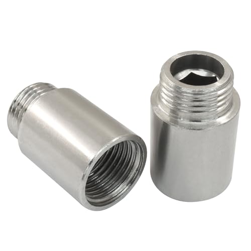 Rierdge Duschkopf-Verlängerung aus Edelstahl, 30 mm Länge, langlebige Duscharm-Verlängerung, 1/2PT Außengewinde auf 1/2PT Innengewinde für Badezimmerzubehör, 2 Stück von Rierdge