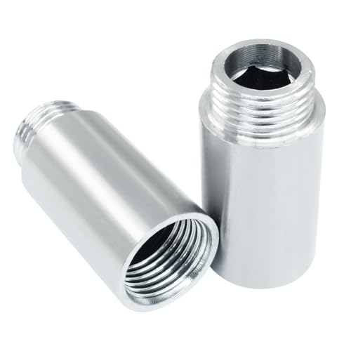 Rierdge Duschkopf-Verlängerung aus Edelstahl, 40 mm Länge, langlebige Duscharm-Verlängerung, 1/2PT Außengewinde auf 1/2PT Innengewinde für Badezimmerzubehör, 2 Stück von Rierdge