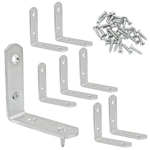 Rierdge Edelstahl-Eckstreben, L-Halterung, 65 x 65 x 20 mm, rechtwinklige Eisen, Metallgelenk, rechtwinklige Halterung für Tische, Möbel, Regale mit Schrauben, 8 Stück von Rierdge