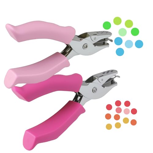 Rierdge Handlocher Papierstanzer, 1/4 Zoll & 1/8 Zoll Metall Einzellochstanzer mit weichem Griff für DIY Handwerk, Scrapbooking, Etiketten, Papierprojekte von Rierdge