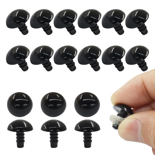 Rierdge Sicherheitsaugen, Kunststoff, mit Unterlegscheiben, 14 mm, Schwarz, 200 Stück von Rierdge
