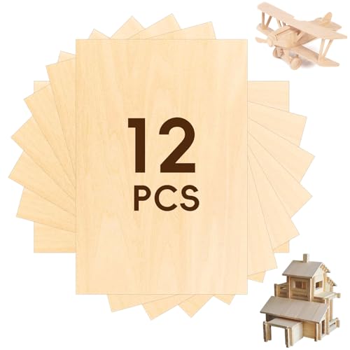 Rierousy 12 StückeSperrholzplatte 300 * 200 * 1.5mm Lindenholz balsaholz Sperrholaplatte sperrholz für DIY Holzarbeiten, holzplatten zum basteln, Laserbearbeitung, Kunst und Handwerk, Gemälde von Rierousy
