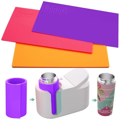 Rierousy Silikon Sublimation Tassen Rohlinge, Sublimation Becher Wraps 3 Dicken Kompatibel mit cricut-Becherpresse Silikonmanschette zum Bedrucken von Bechern von Rierousy