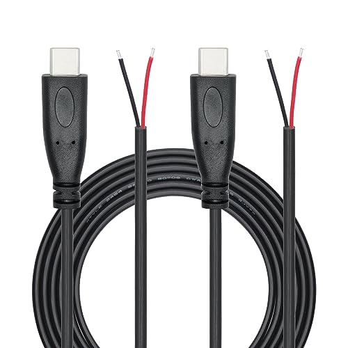 2Pcs USB C zu 2 Pin Bare Wire Open End Wire, 2M/6FT USB Typ C Stecker Pigtail Stromkabel 22AWG 5V/3A, für USB C Geräte installiert oder Ersatz Reparatur DIY Kabel von Riertostng
